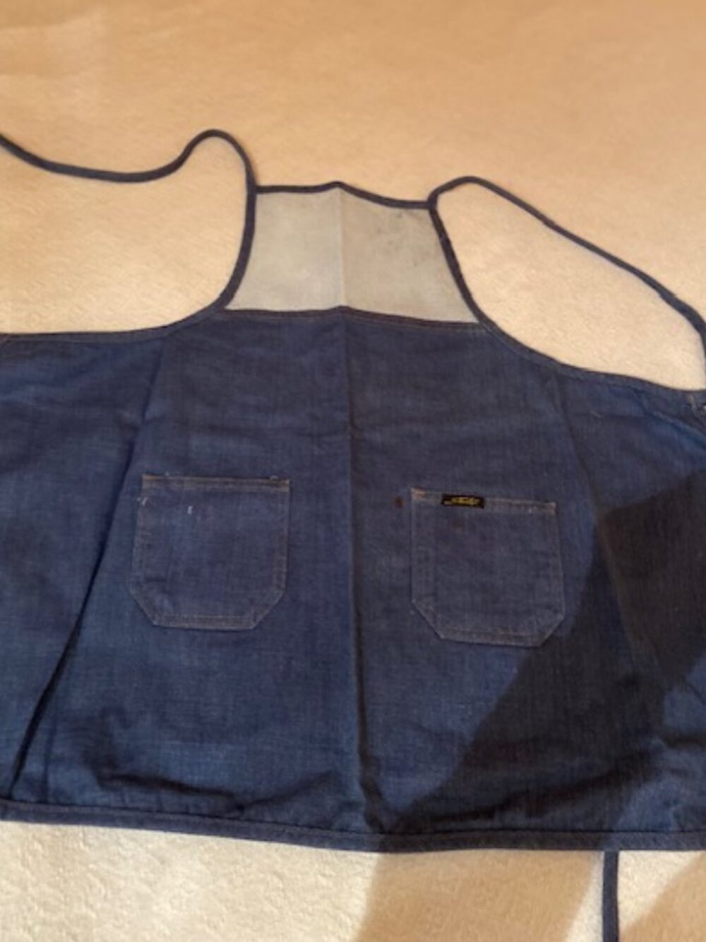 3 new vintage Slantzi-Craft needlepoint cocktail aprons denim and 12 mesh canvas